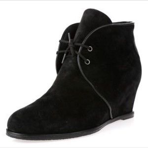 STUART WEITZMAN Kalahari Wedge Booties Black Suede
